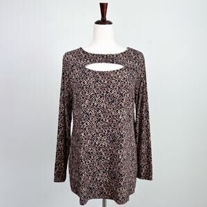 Soft Surroundings Brown Black Modal Keyhole Heavenly Soft Beckett Tunic Top NWT